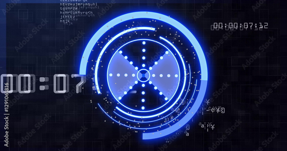 Poster image of scope scanning over data processing on black background
