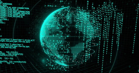Image of data processing over globe