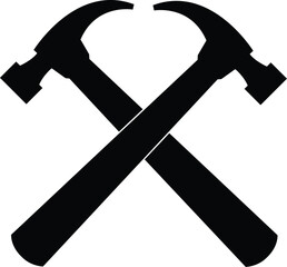 Crossed hammer vector silhouette 
