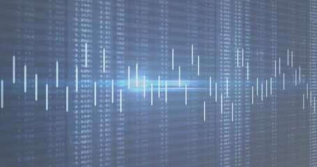 Image of digital data processing over computer screen