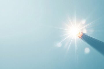 bright light flare with shadow on blue background