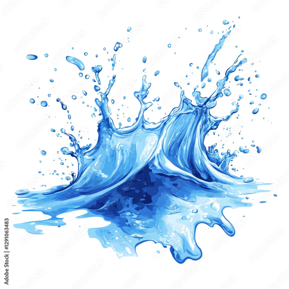 Poster vivid blue water splash isolated on a transparent background showcasing dynamic movement and fluidit