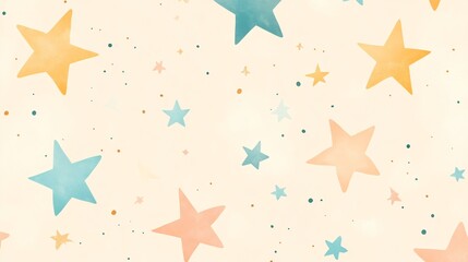 A pastel falling stars pattern with muted tones of yellow and blue