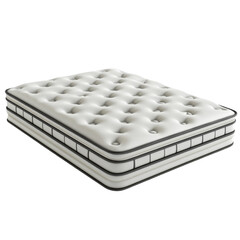 Naklejka premium Detailed rendering of a modern mattress design isolated on a clean transparent background for product display, Mattress section 3d rendering isolated on transparent background