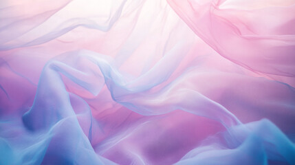Obraz premium Soft pastel pink and blue fabric draped texture background airy wave fold silk light color ombre