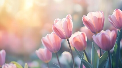 A pastel spring-themed background in soft floral-inspired colors