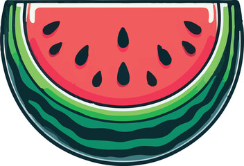 Watermelon vector art illustration. Watermelon vector icon.