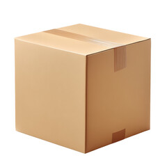 A simple cardboard box resting on a transparent background for creative display or product packaging design, Cardboard Box Open and Closed On transparent background