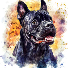 Whimsical Cane Corso Watercolor Character – Perfect for Bold and Playful Art