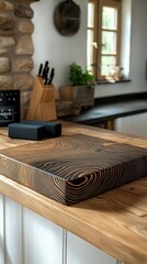 Dark And Light Wooden Kitchen Counter With Grain Pattern