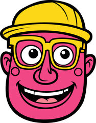 funky face emoji hand drawn vector image with transparent background