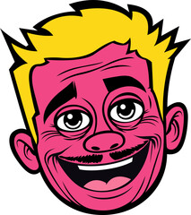 funky face emoji hand drawn vector image with transparent background