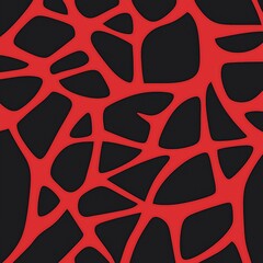 Modern abstract geometric design with red and black organic pattern
