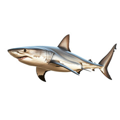 Obraz premium A shark glides gracefully against a transparent background, highlighting its powerful form and sharp features, Shark isolated transparent background