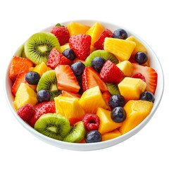 Delicious fresh mixed fruit salad served in a bowl ready to enjoy on a sunny afternoon, Fresh tasty mixed fruit salad in a bowl on a transparent background