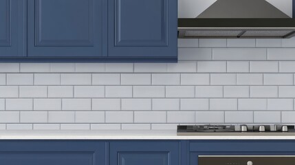 Fototapeta premium Stunning Blue and White Kitchen Design with Elegant Details