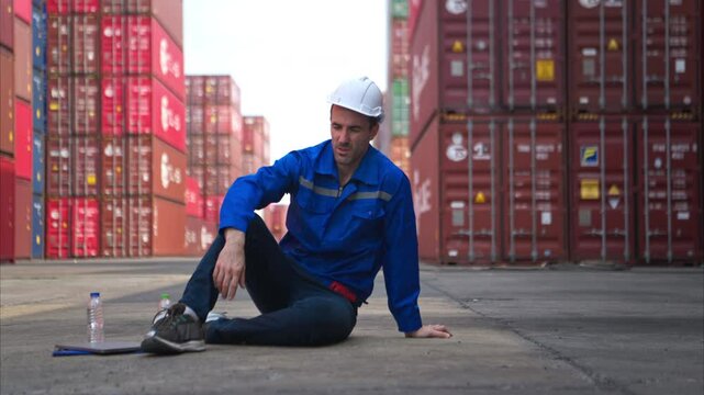 asian, background, box, business, cargo, caucasian, checking, commerce, construction, container, control, delivery, engineer, engineering, equipment, export, factory, faint, foreman, frist aid, hardha