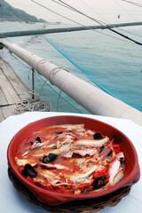 Brodetto is a typical soup made with fresh fish caught in the Adriatic and typical of the Marche and Abruzzo regions