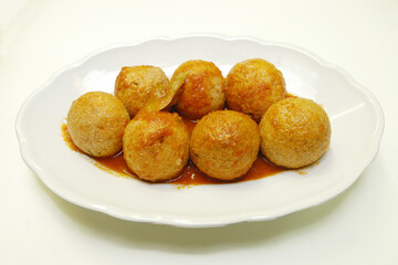 Pallotte cacio e ova or cheese and egg meatballs is a typical food of Abruzzo near Fossacesia in Italy