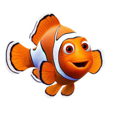 Beautiful clownfish swimming gracefully against a clean transparent background in a vibrant underwater environment, Clownfish Nemo Isolated on transparent background