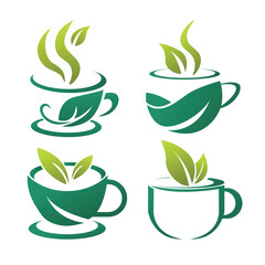 Green Tea Cup Logo Vector Illustration