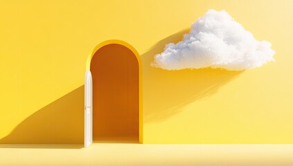 Open archway, cloud, yellow room