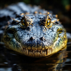 Obraz premium Detailed View of an Alligator's Head and Eyes