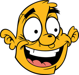 yellow and blue funky emoji hand drawn vector image with transparent background