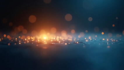 A mesmerizing image of glowing bokeh lights scattered across a reflective surface, creating a dreamy, ethereal atmosphere