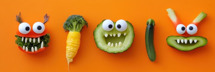 Fun and vibrant veggie monsters bring a playful touch to healthy eating