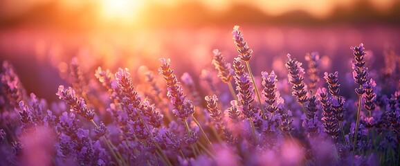 Lavender field sunset glow