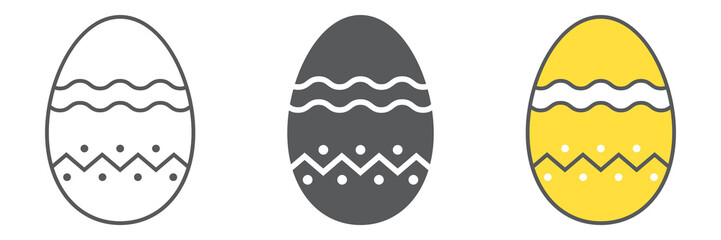 Easter Egg line icon collection, easter and holiday, decoration egg icon set, vector graphics, a linear pattern on a white background, eps 10