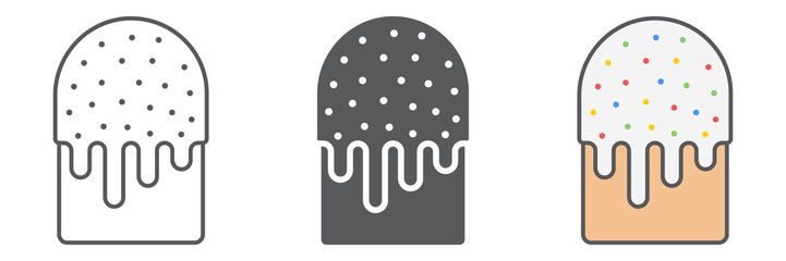 Traditional Easter Cake icon collection, easter and holiday, easter cake icon set, vector graphics, a linear pattern on a white background, eps 10