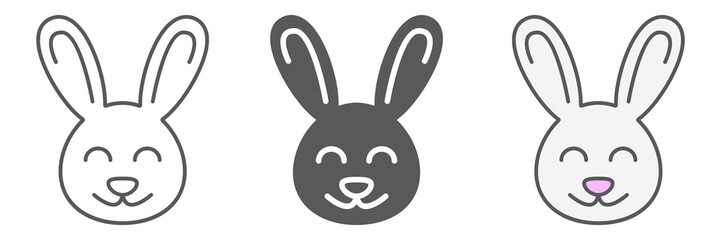 Obraz premium Cute Bunny icon collection, easter and holiday, rabbit icon set, vector graphics, a linear pattern on a white background, eps 10