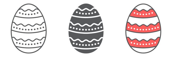 Easter Egg line icon collection, easter and holiday, decoration egg icon set, vector graphics, a linear pattern on a white background, eps 10