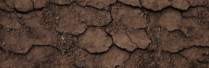 Fototapeta premium Textured Dry Earth with Cracks Presenting the Effects of Drought and Soil Erosion