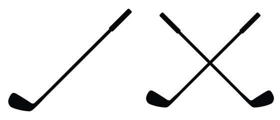 Fototapeta premium golf club icon. Stick golf icon vector design template. Pair of iron or wedge golf club flat vector icon for sports apps, websites. Crossed Stick Golf Badge Logo Graphic.