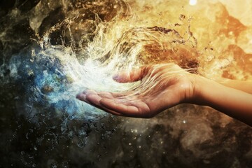 Fototapeta premium Creation of the First Woman shows the transformation from earth and water to life and spirit