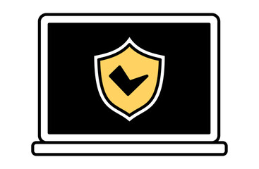 パソコンセキュリティーのアイコンベクターイラスト シンプル 南京錠 インターネット