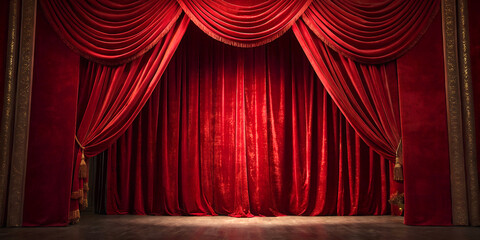 The red curtain dropped down as a straight line, for inserting text on empty spaces