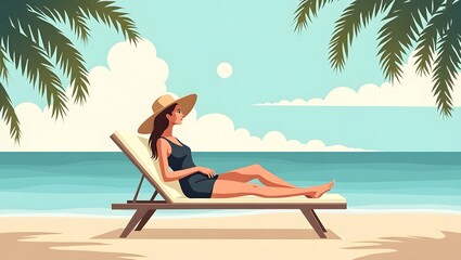 Beautiful Woman Enjoying a Sunny Beach Day