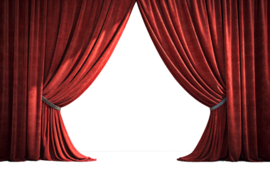 red curtain with a spotlight