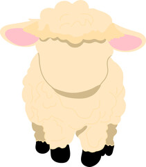 Adorable cartoon lamb with fluffy white wool and a sweet smile, perfect for children's designs, nursery decor, and Easter themes. This cute sheep illustration adds a warm and playful touch to any proj