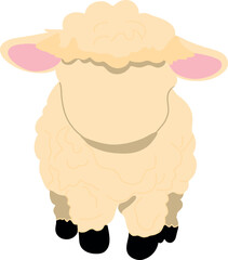 Adorable cartoon lamb with fluffy white wool and a sweet smile, perfect for children's designs, nursery decor, and Easter themes. This cute sheep illustration adds a warm and playful touch to any proj