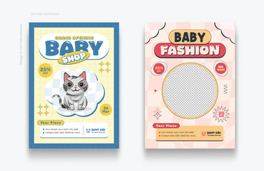 Baby shop flyer template. Editable square flyer templates for kids. Minimalistic baby flyer design concept.