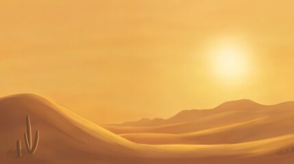 Golden Hour Desert Landscape: A Stunning Sunrise Over the Dunes