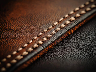 Textured Leather Detail with Intricate Stitching