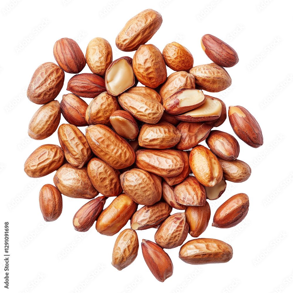 Poster peanut seeds in their shells arranged neatly on a transparent background, showcasing natural texture