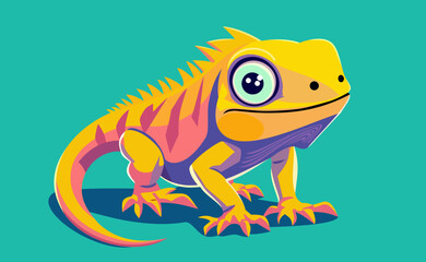 Cute bright iguana. Vector illustration