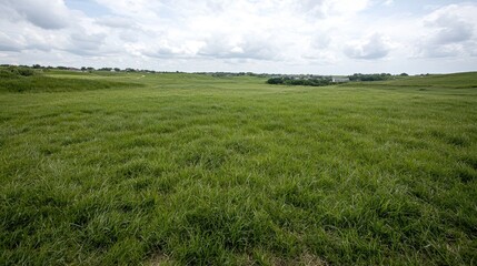 Open Field Under Cloudy Sky, Rural Landscape, Potential Use Nature Photography